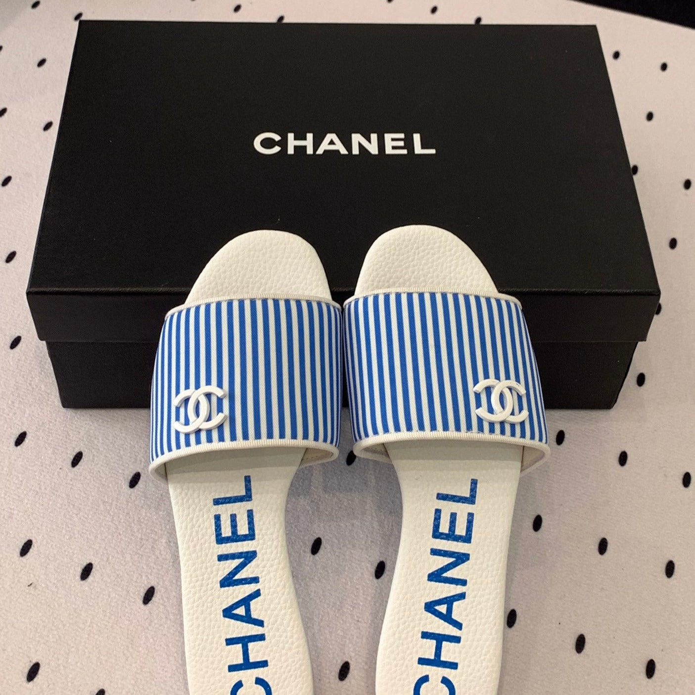 MULES blue LAMBSKIN