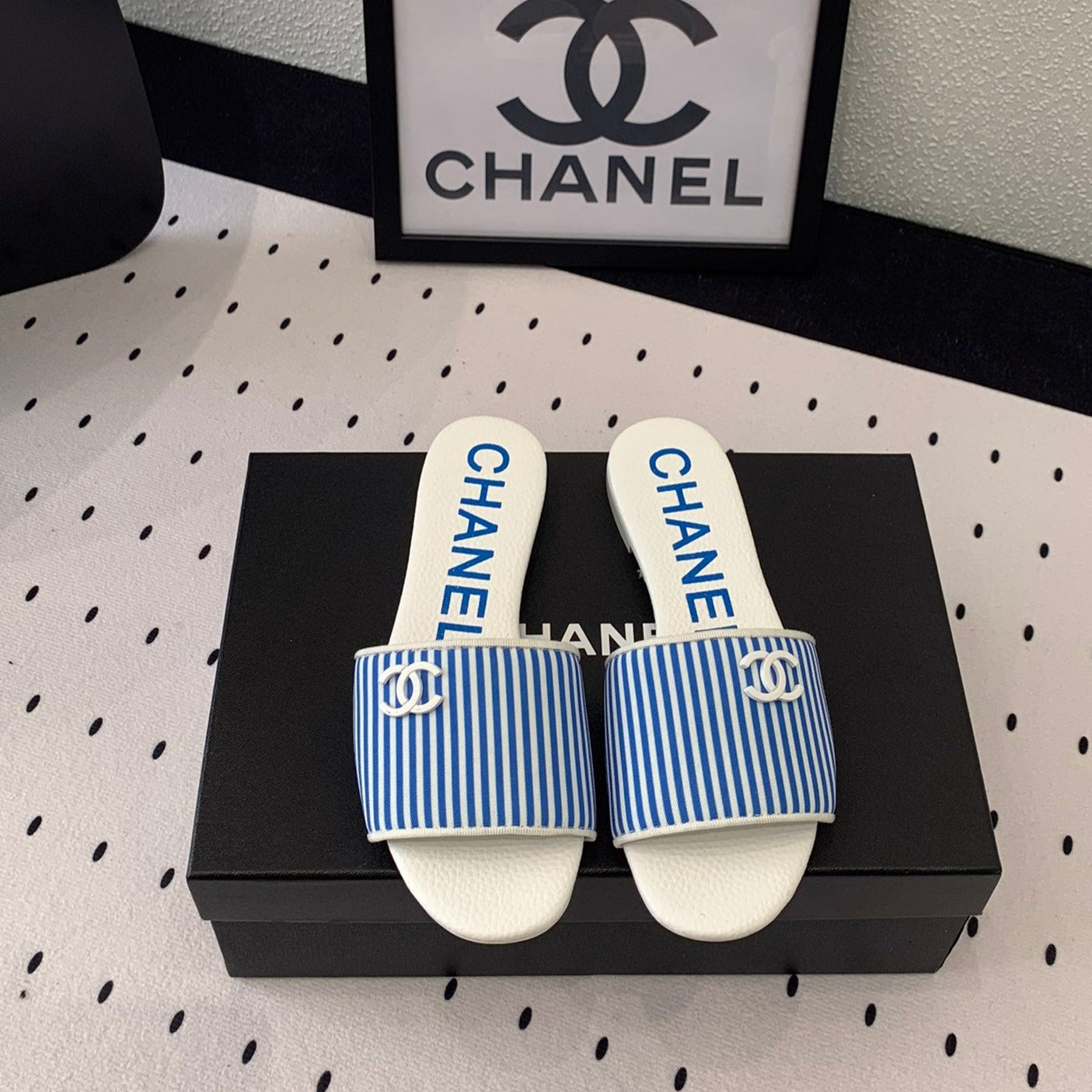MULES blue LAMBSKIN