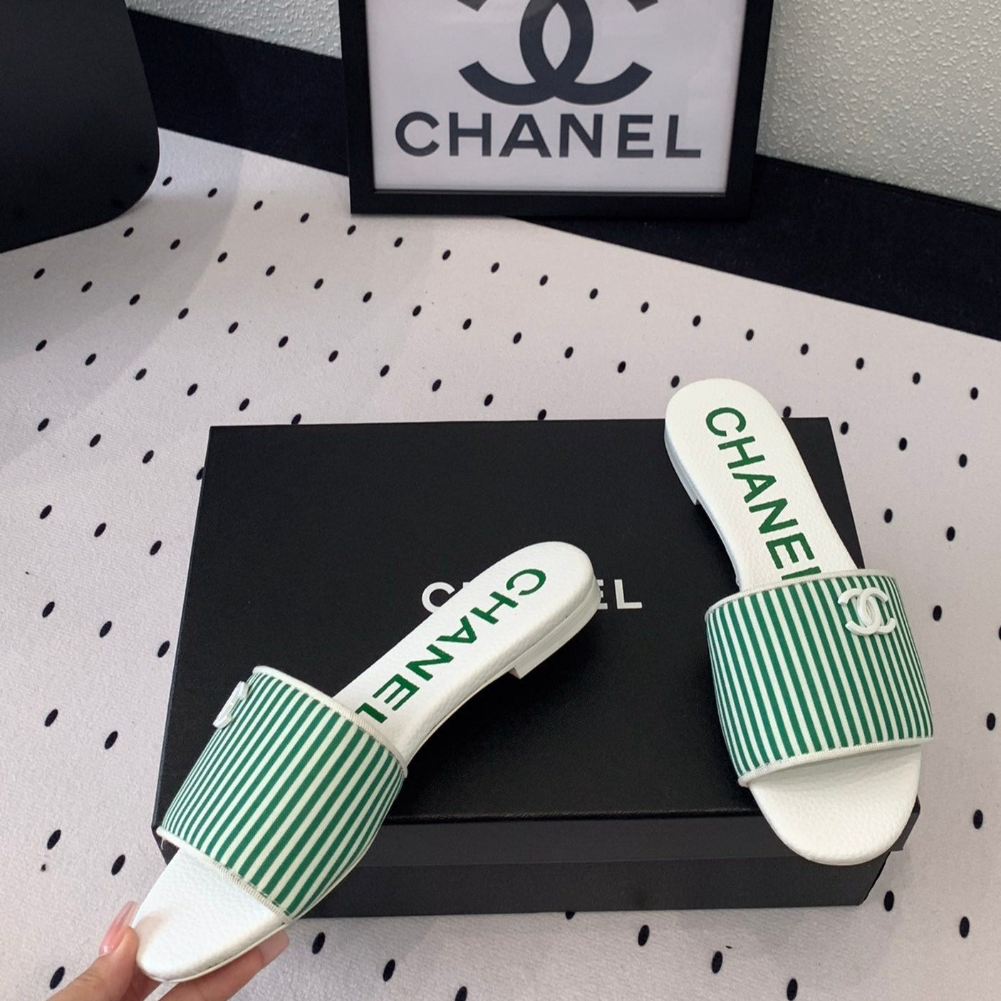 MULES green LAMBSKIN