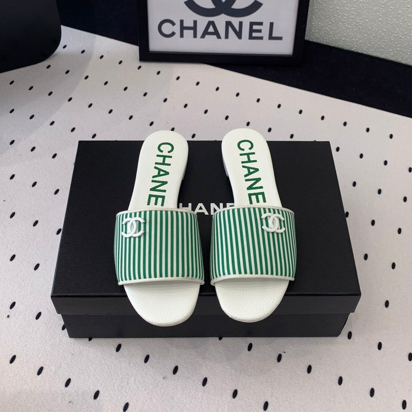 MULES green LAMBSKIN