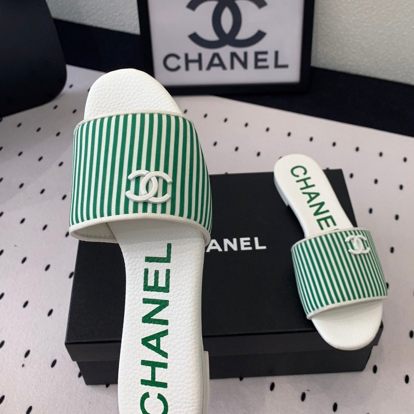 MULES green LAMBSKIN