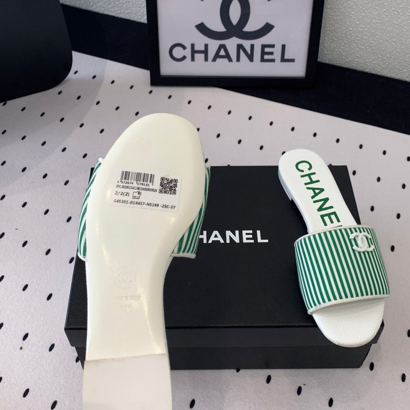 MULES green LAMBSKIN