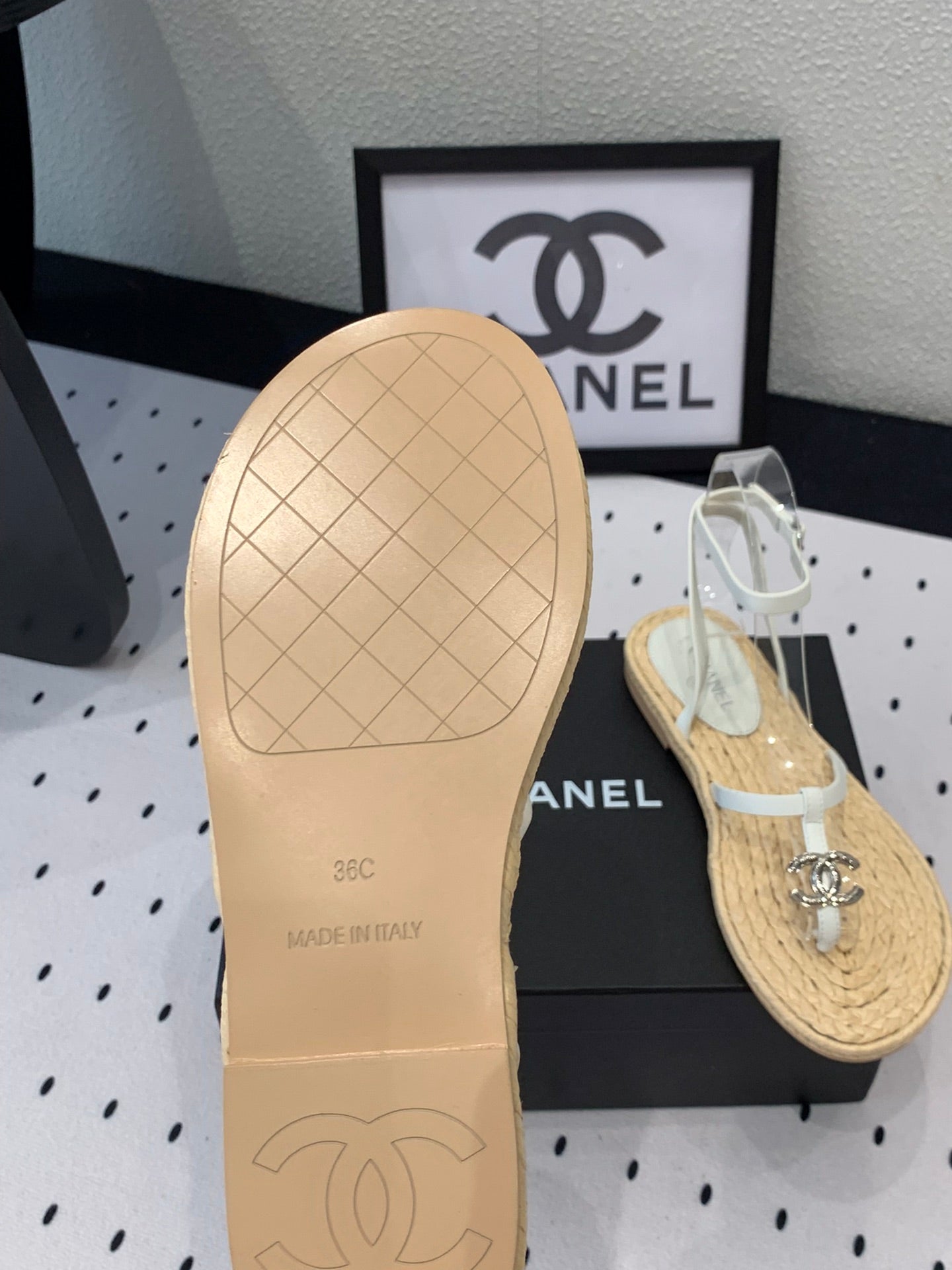 Double CC Vintage straw sandals replica designer shoe White Beige sheepskin