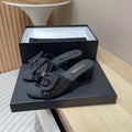 CC HIGH HEEL BLACK SATIN WITH RHINESTONES