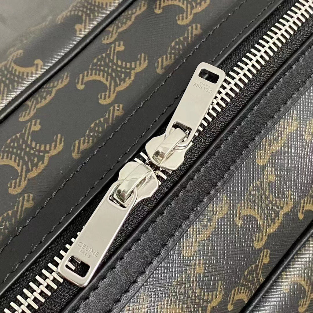 Celine 2026 Voyage Bag 45cm Black White Canvas Leather