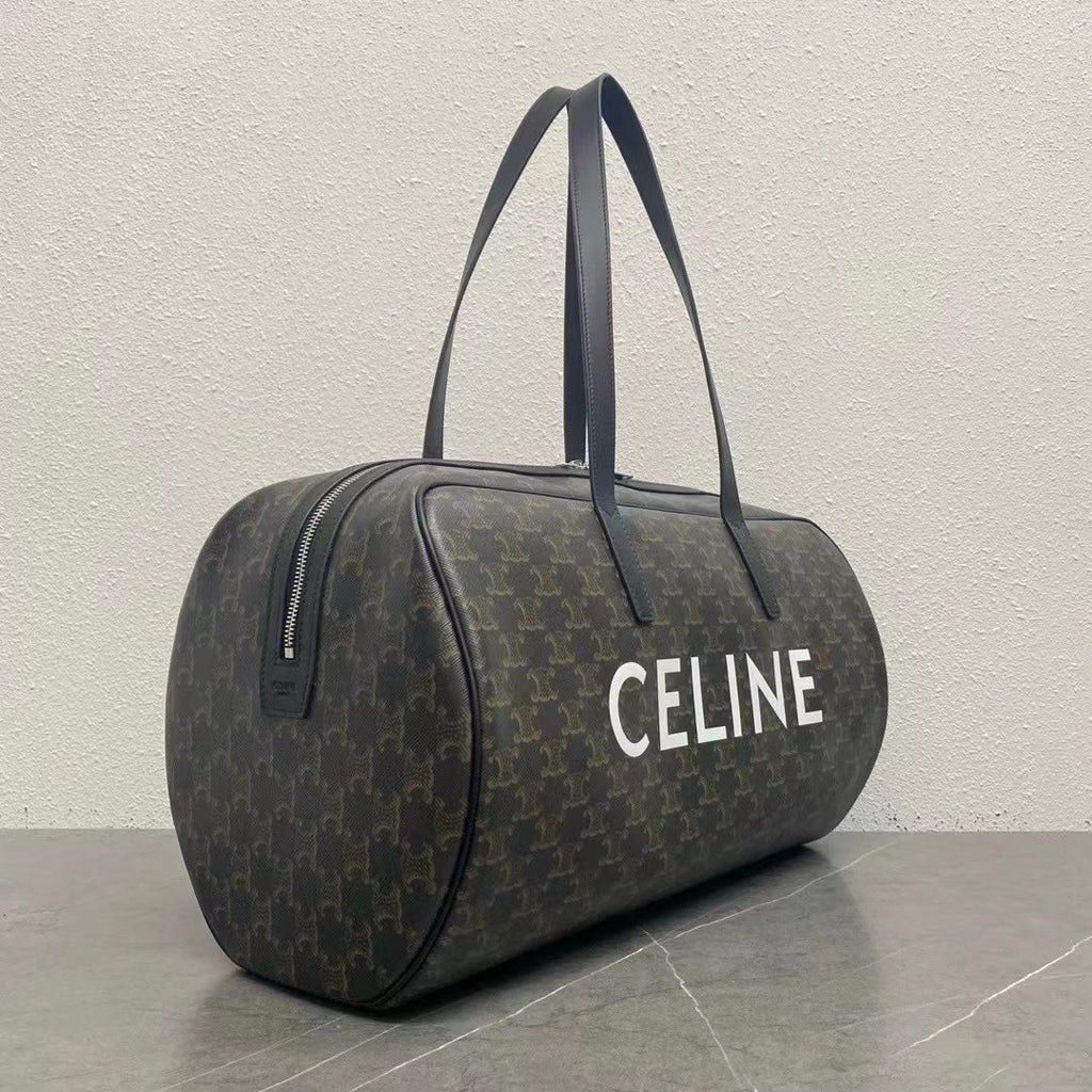 Celine 2026 Voyage Bag 45cm Black White Canvas Leather