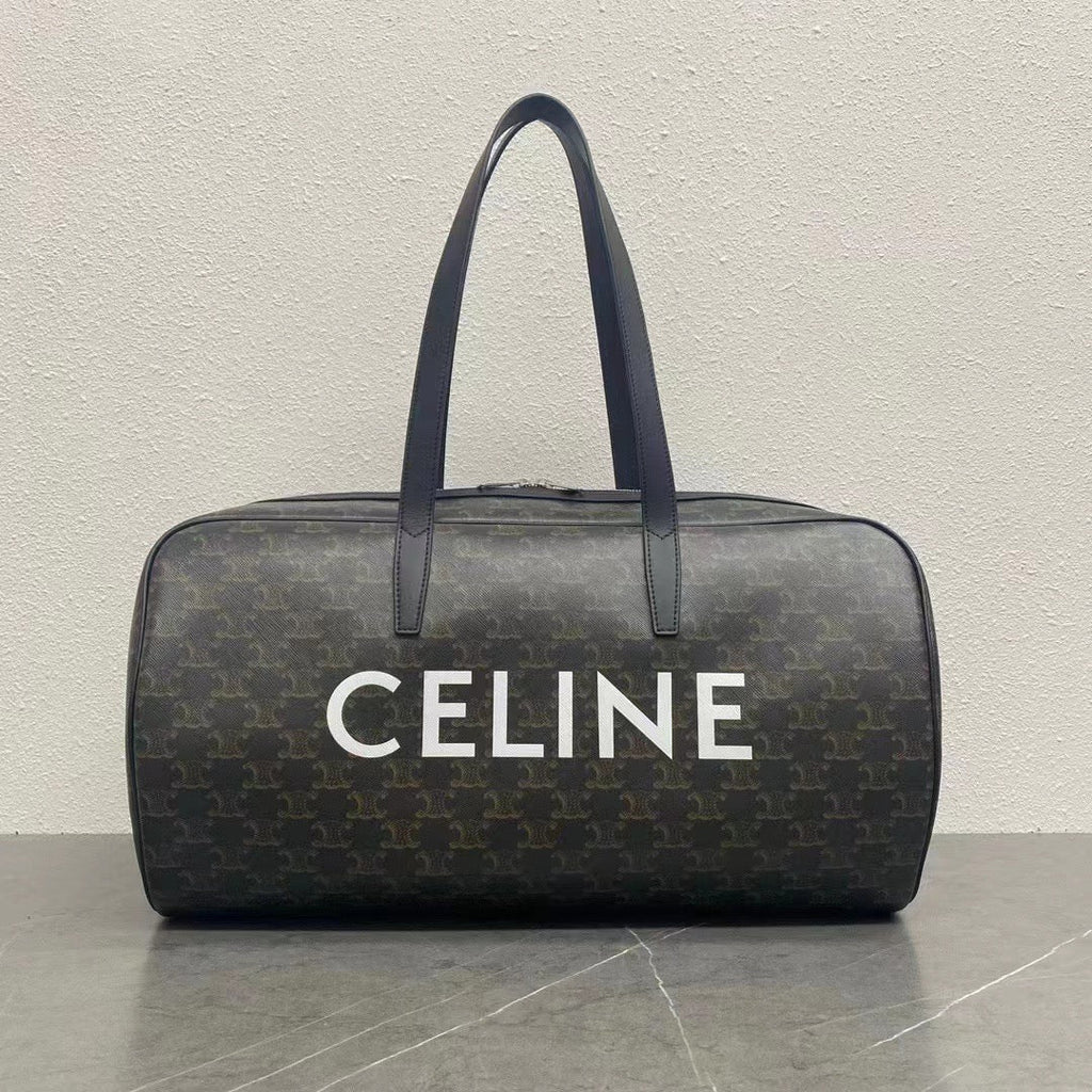 Celine 2026 Voyage Bag 45cm Black White Canvas Leather