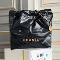 24B CC 22 Hobo Bag 35cm Black Lambskin Gold Hardware