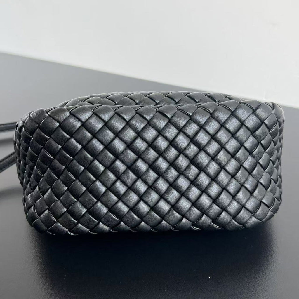 BV Small Cobble Top Handle 23cm Black Lambskin