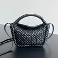BV Small Cobble Top Handle 23cm Black Lambskin