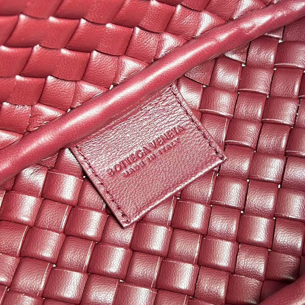 BV Small Cobble Top Handle 23cm Dark Red Lambskin