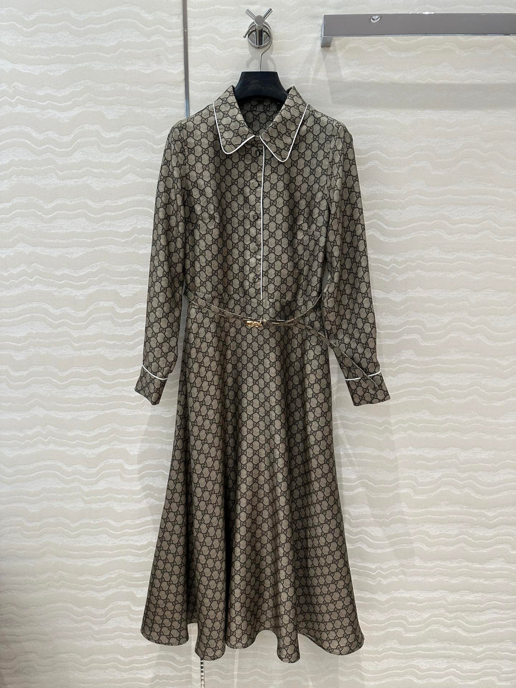 Gucci 25 Monogram Dress Gray Silk