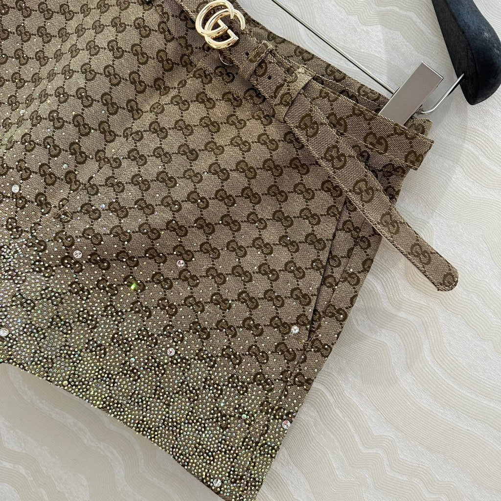Gucci GG Letter Jacquard Woven Shorts Light Brown Polyester Fiber