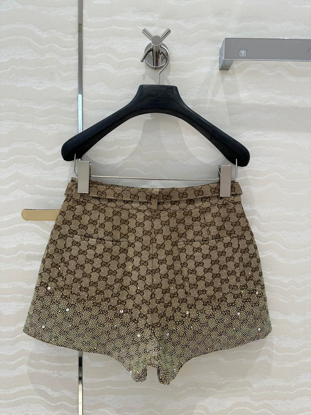 Gucci GG Letter Jacquard Woven Shorts Light Brown Polyester Fiber
