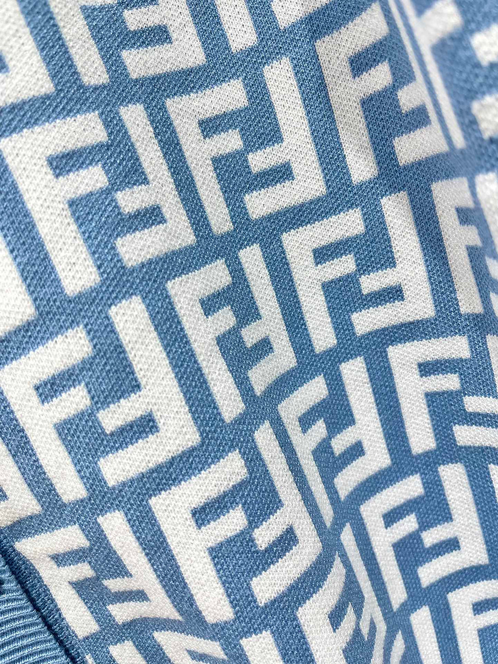 Fendi Double f Letter Knitted Cardigan Steel Blue Wool