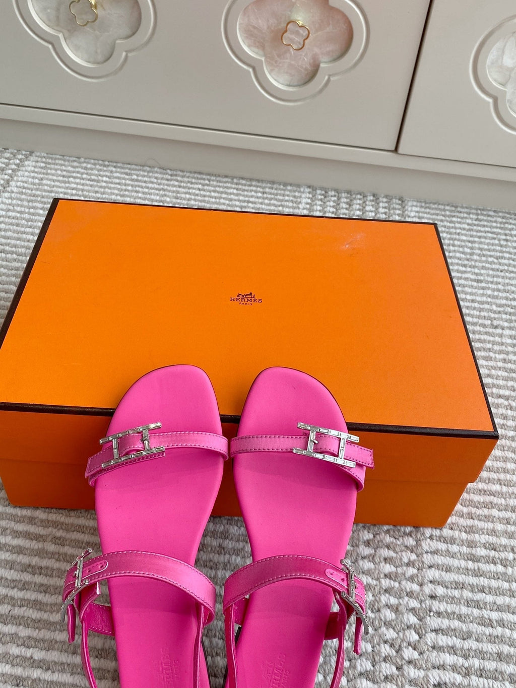 HM Cristal Sandals Pink Calfskin 291447