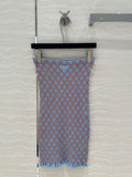 Prada Long Skirt Blue mix Orange Cotton Poliamide