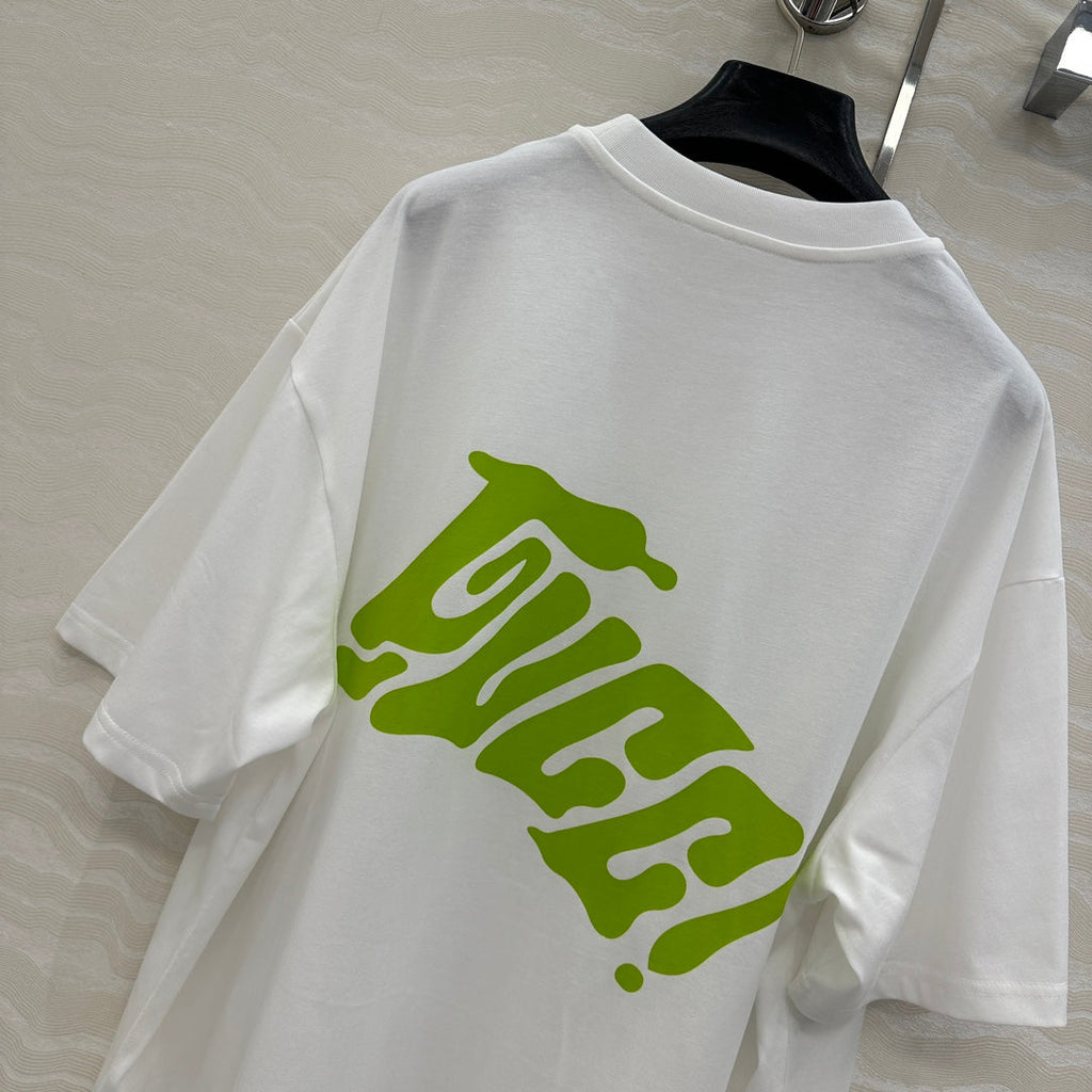 Gucci Short-sleeved T-shirt White Green Cotton