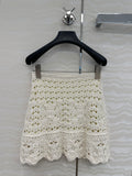 CD Hollow Short Skirt  White Cotton Washi