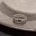 CC  RING LETTER DOUBLE C IN SILVER DIAMOND BLACK EMBOSSED LOGO