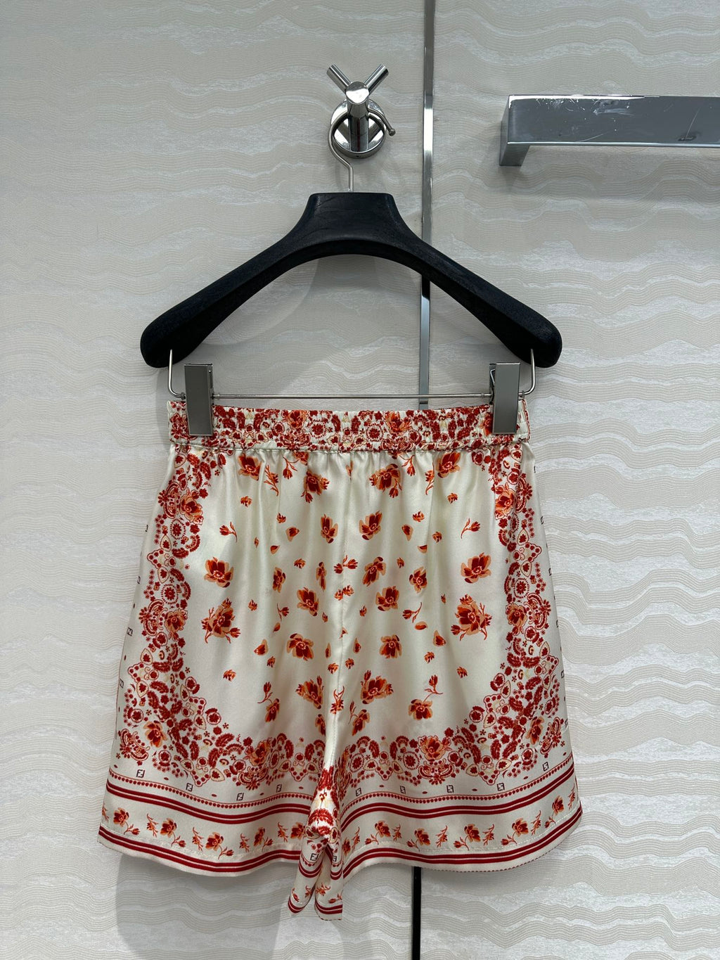 Fendi Flower Short Red Silk