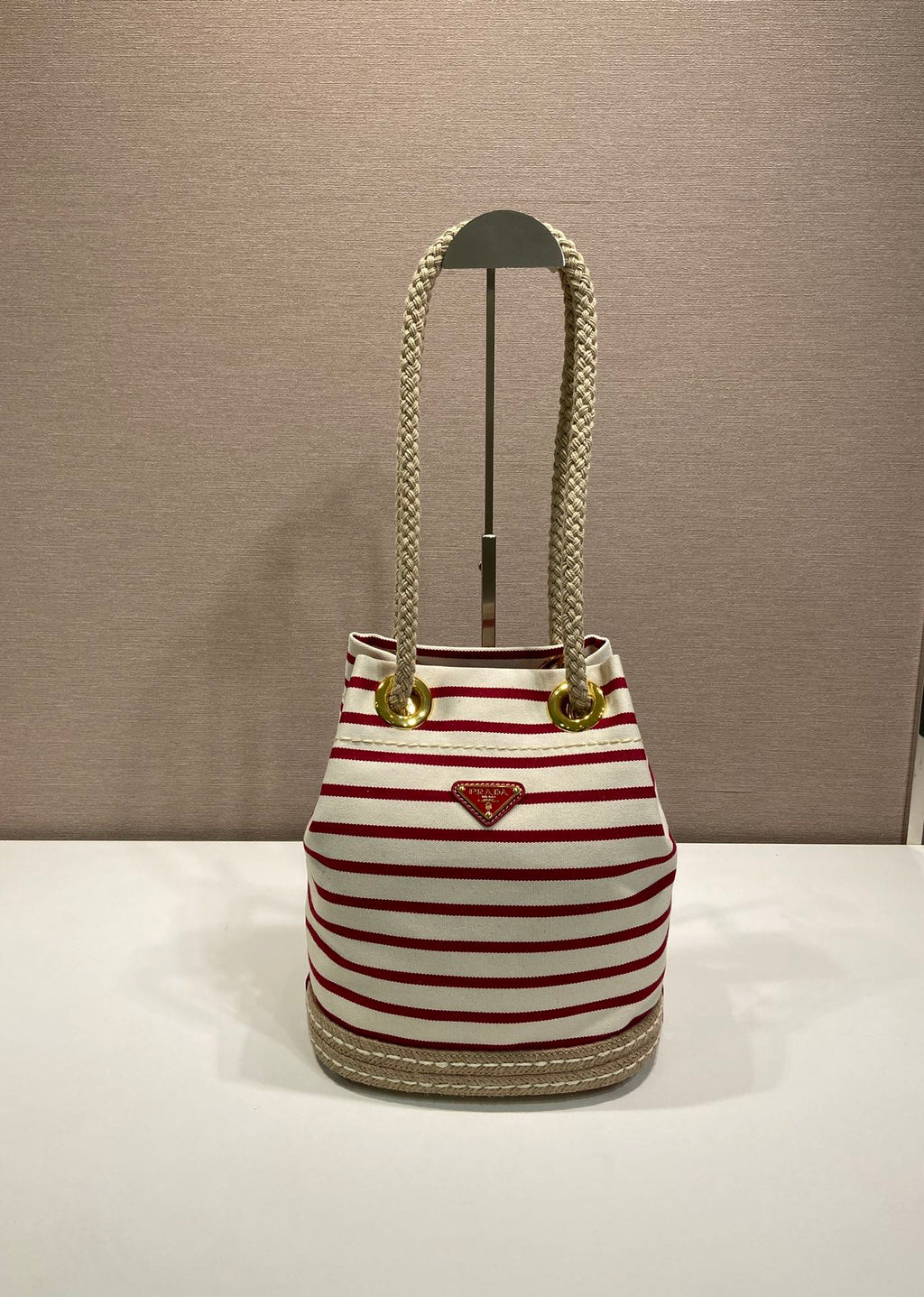 Prada Striped Bucket Bag Frabic