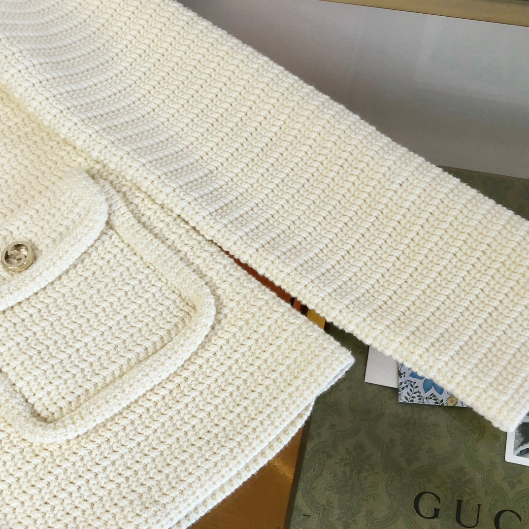 Gucci Rocheted Cardigan Cream Cotton 294121