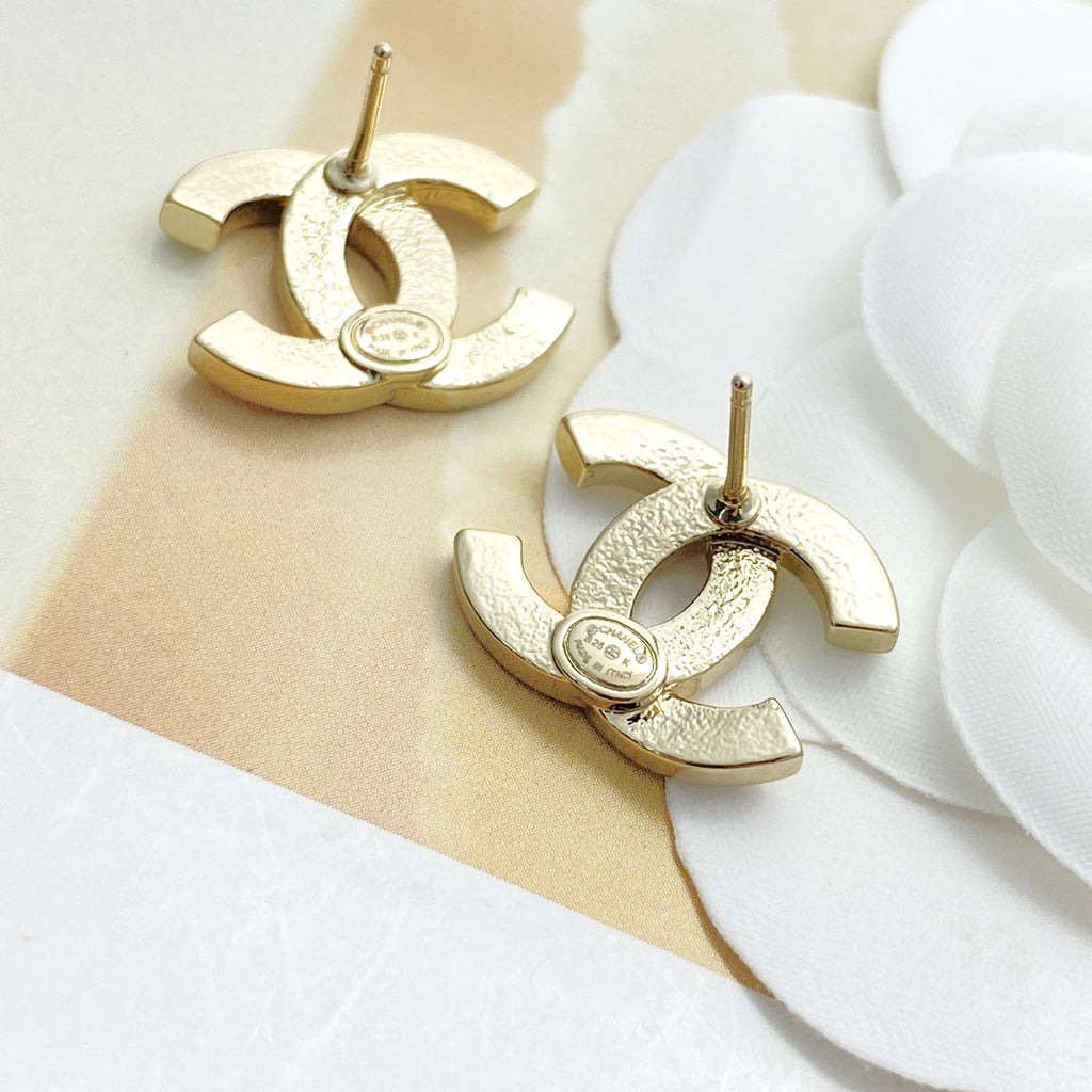 CC Semi-Diamond Double C Light Gold Earrings