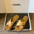 CC 26s Flat Sandals Beige Brown Cowhide 627192