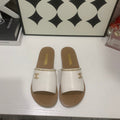 CC 2026 Slippers White Brown Cowhide 668088