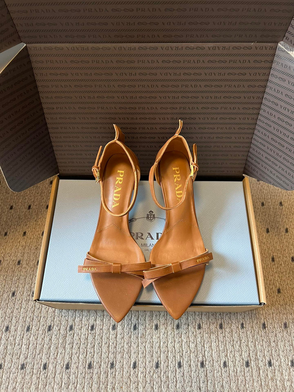 PRA 26S High-Heeled Sandals 60 Camel Brown Cowhide 627446