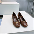 PRA 26S Mary Jane Chunky Heel Brown Sheepskin 628707