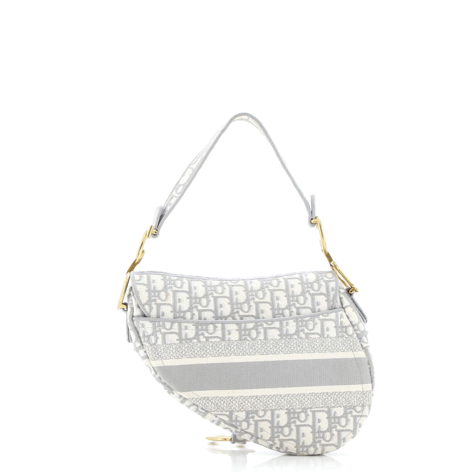 Saddle Handbag Logo Embroidered Oblique Canvas Medium