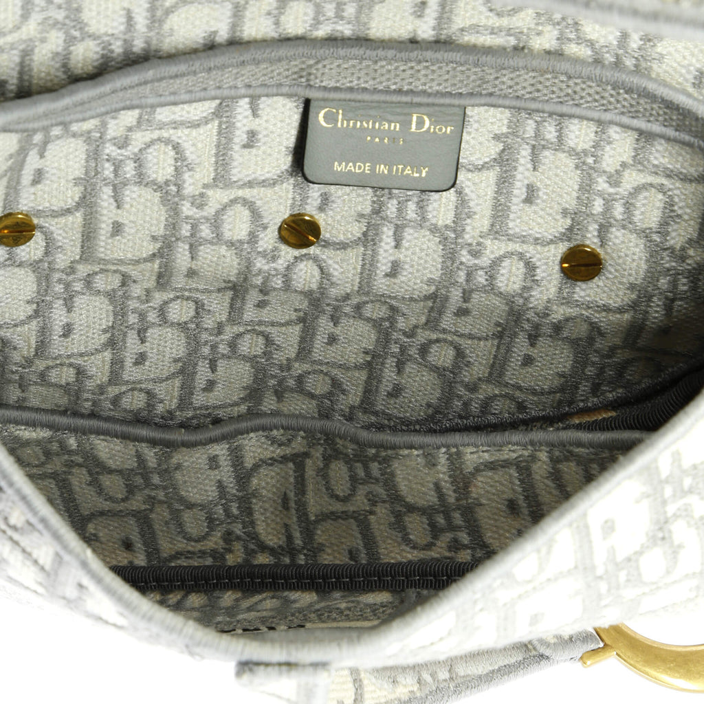 Saddle Handbag Logo Embroidered Oblique Canvas Medium