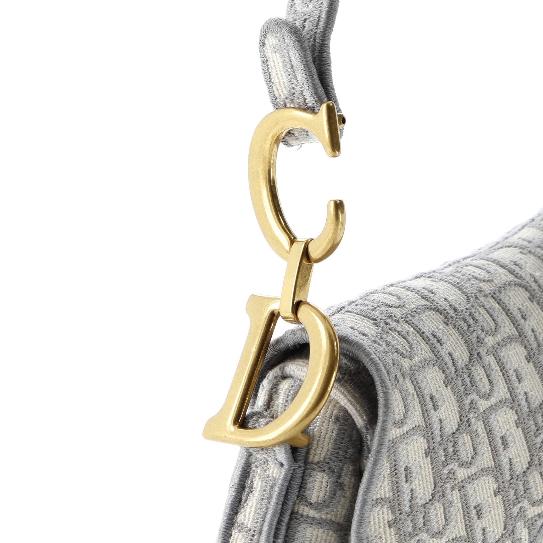 Saddle Handbag Logo Embroidered Oblique Canvas Medium