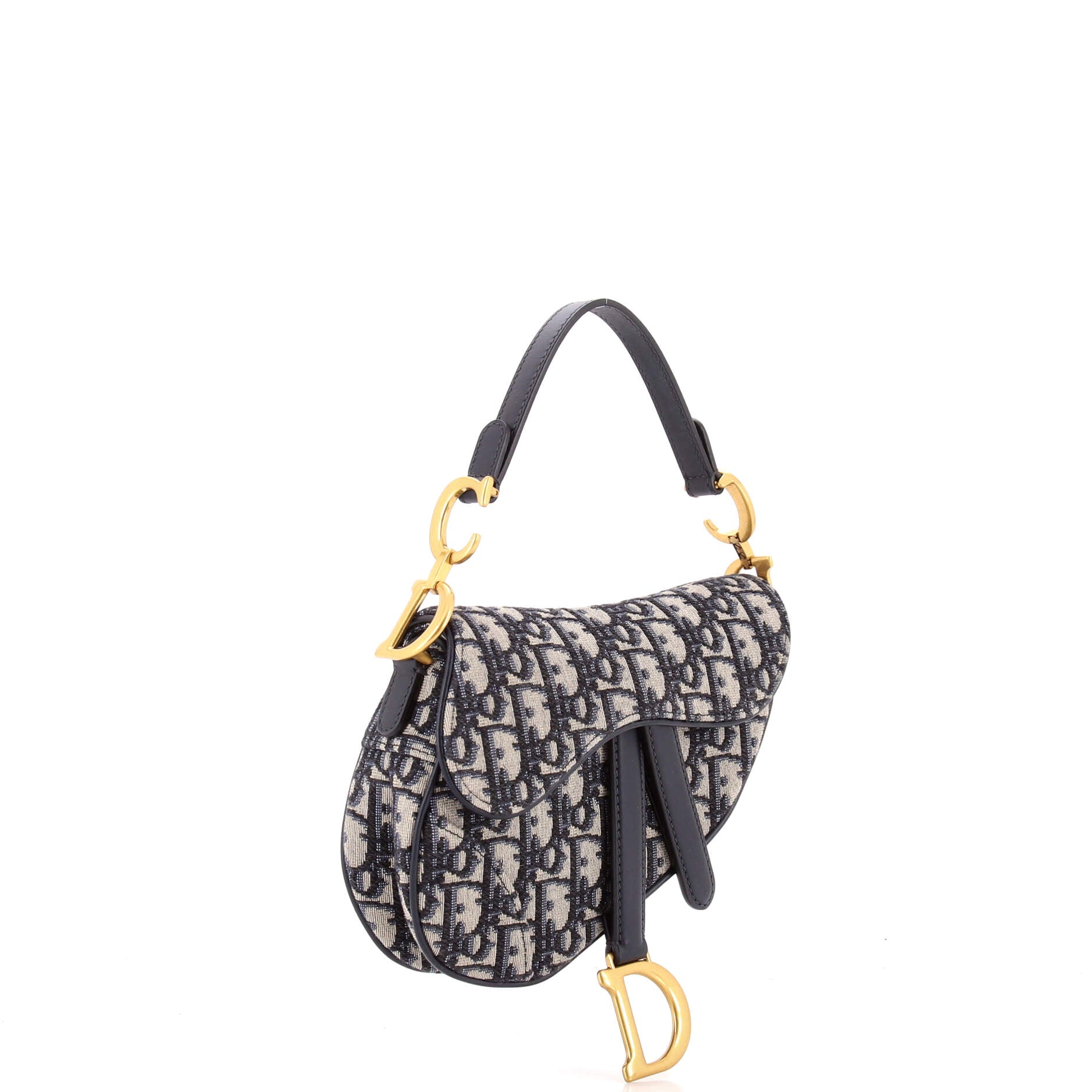 Saddle Handbag with Strap Oblique Canvas Mini