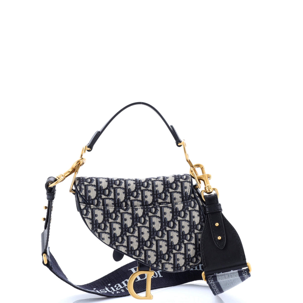 Saddle Handbag with Strap Oblique Canvas Mini