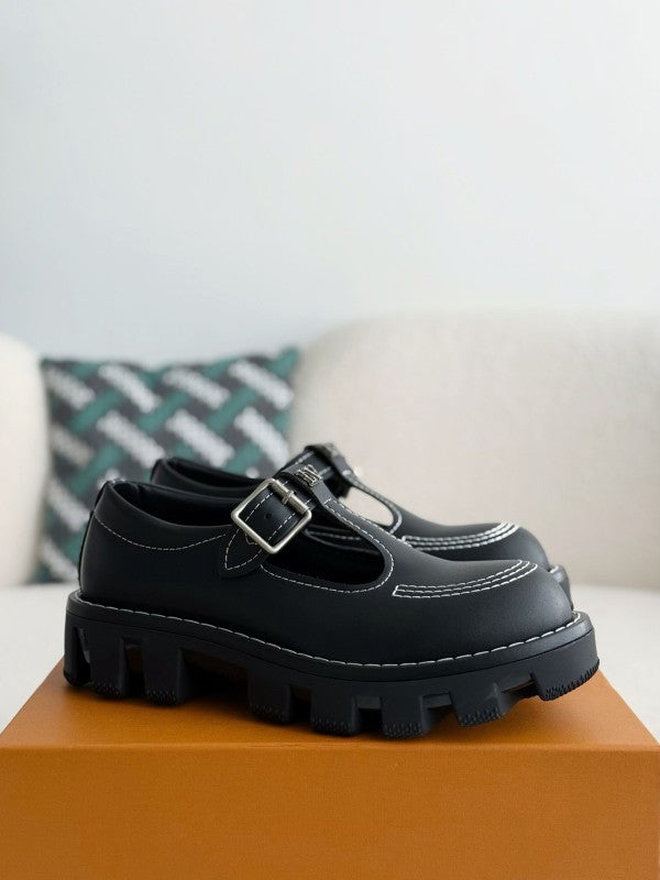 L X V Cow leather/Round head buckle Casual Shoes