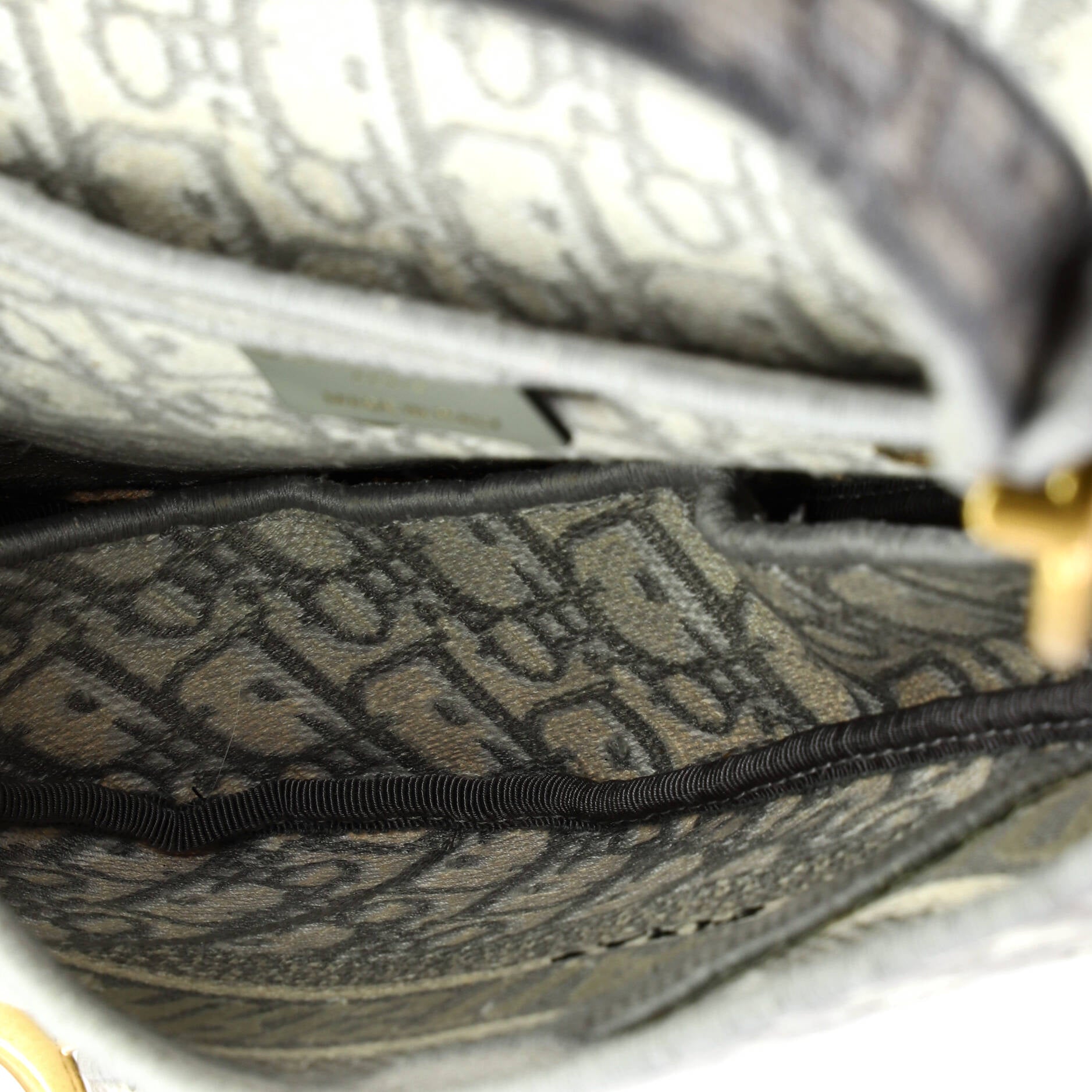Saddle Handbag Logo Embroidered Oblique Canvas Medium