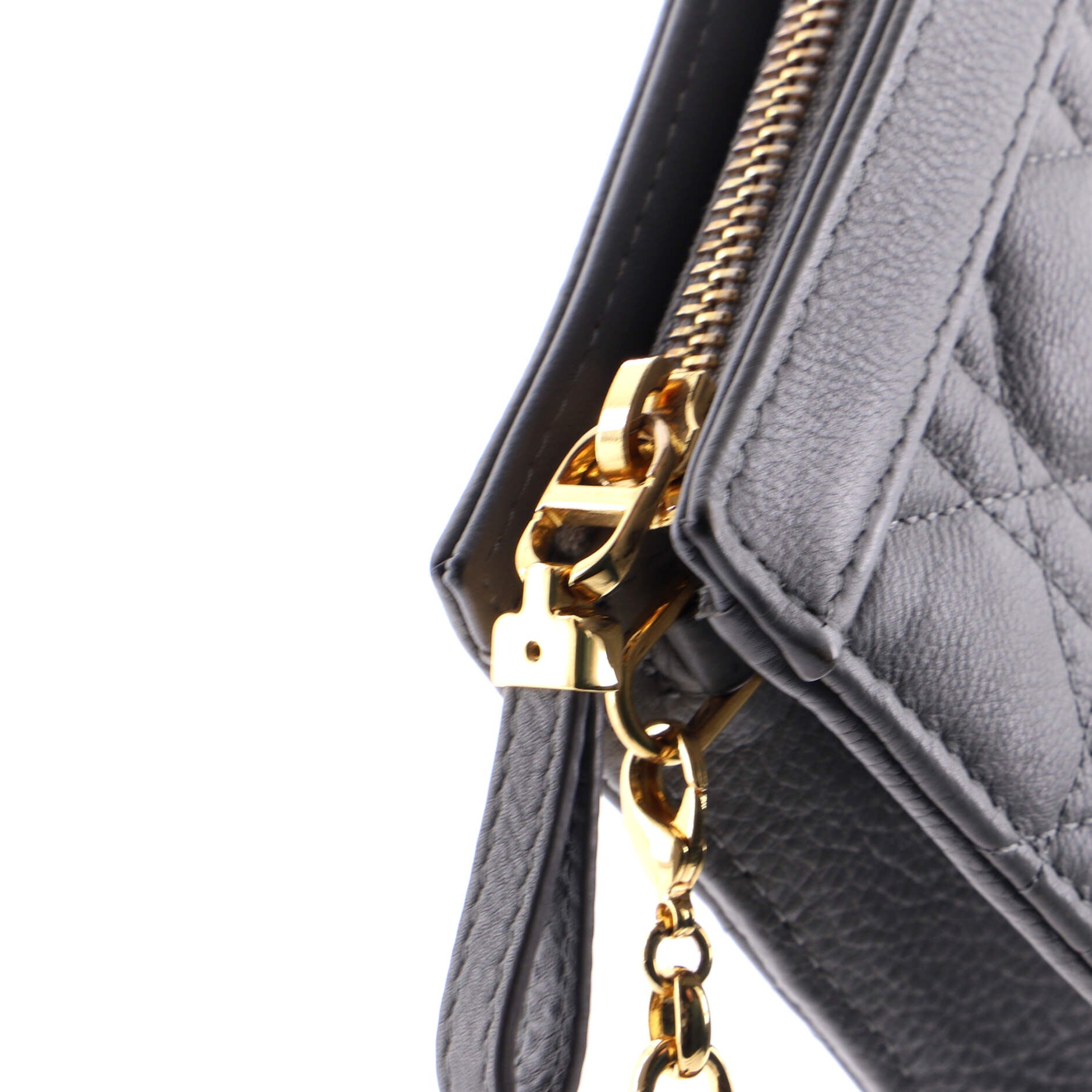 Caro Clutch with Chain Cannage Quilt Calfskin Small