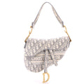 Saddle Handbag Logo Embroidered Oblique Canvas Medium