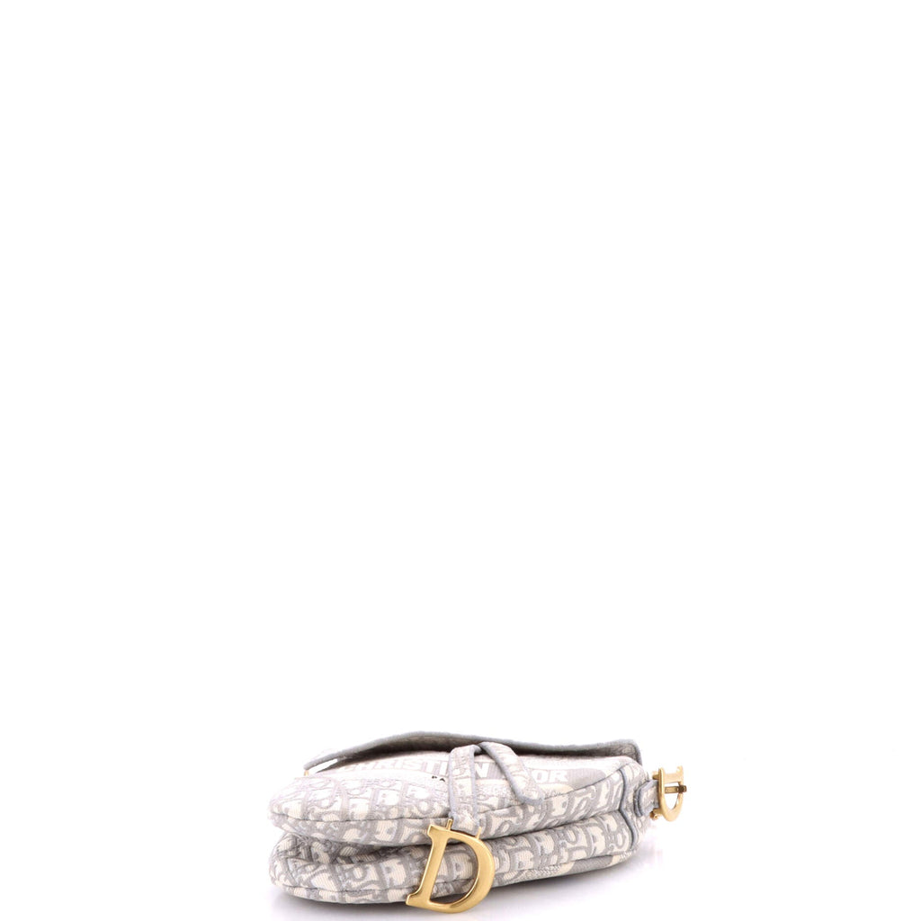 Saddle Handbag Logo Embroidered Oblique Canvas Medium