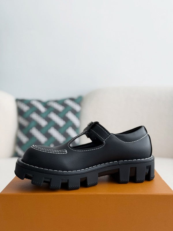 L X V Cow leather/Round head buckle Casual Shoes