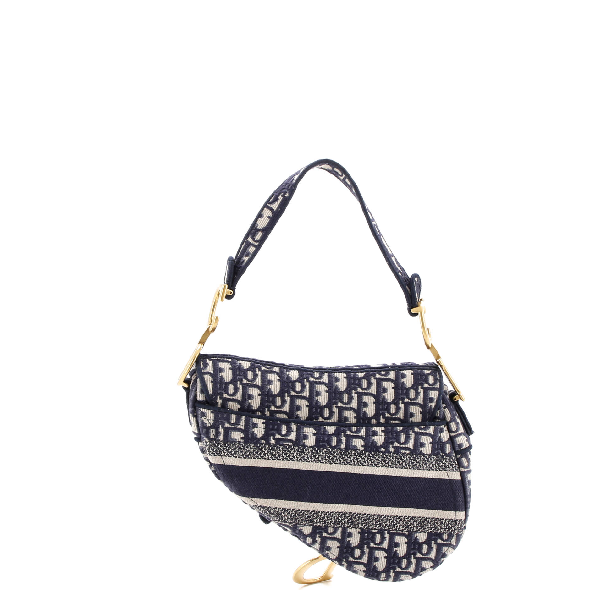Saddle Handbag Logo Embroidered Oblique Canvas Medium