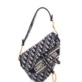 Saddle Handbag Logo Embroidered Oblique Canvas Medium