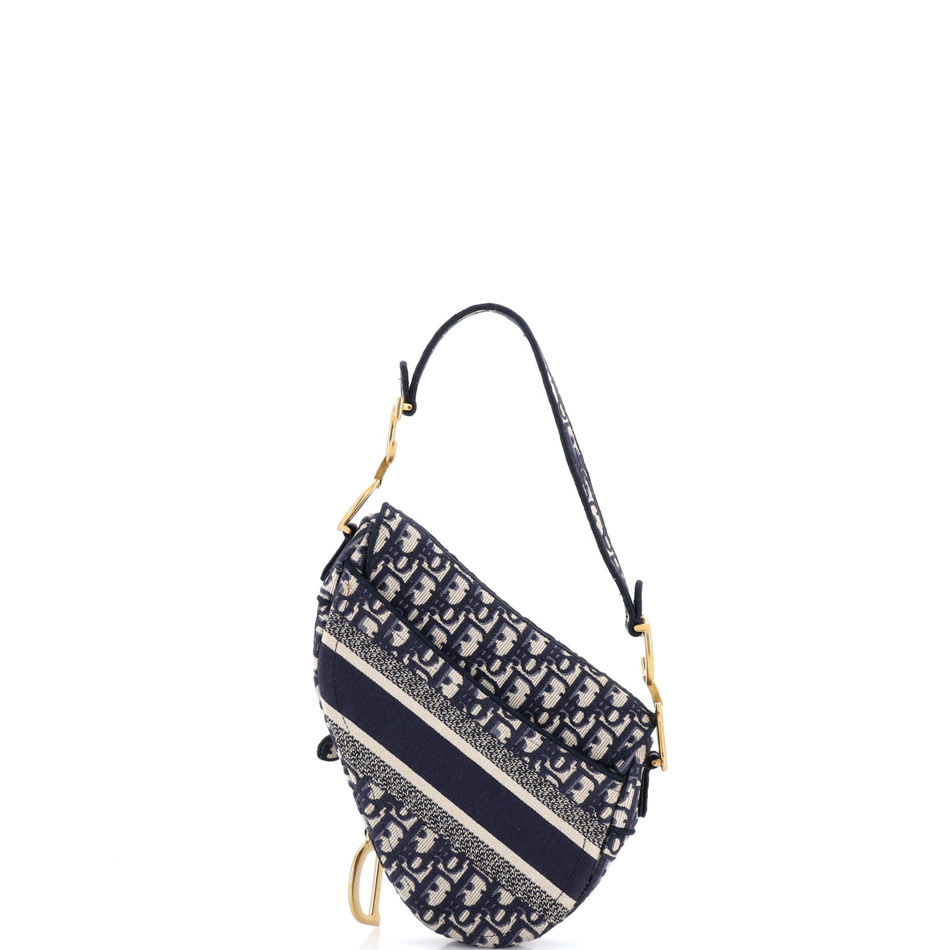 Saddle Handbag Logo Embroidered Oblique Canvas Medium