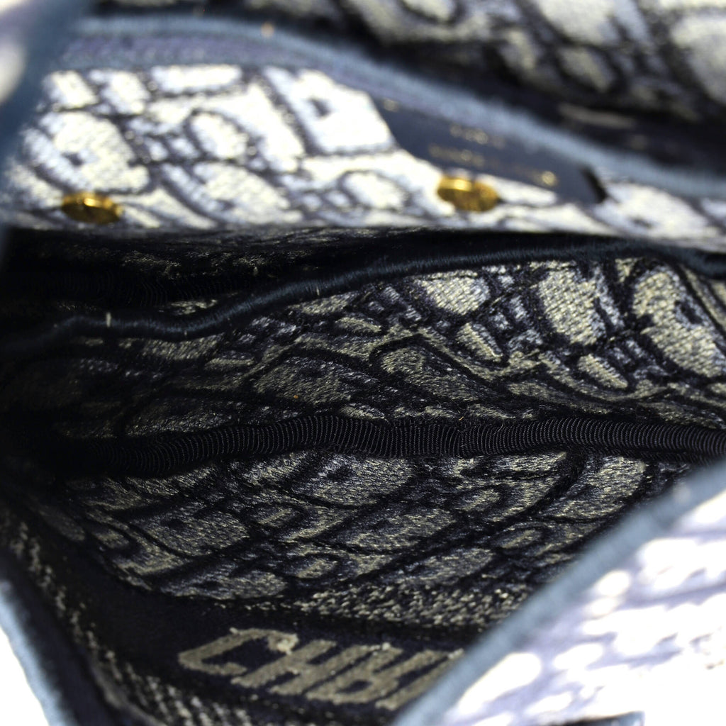 Saddle Handbag Logo Embroidered Oblique Canvas Medium