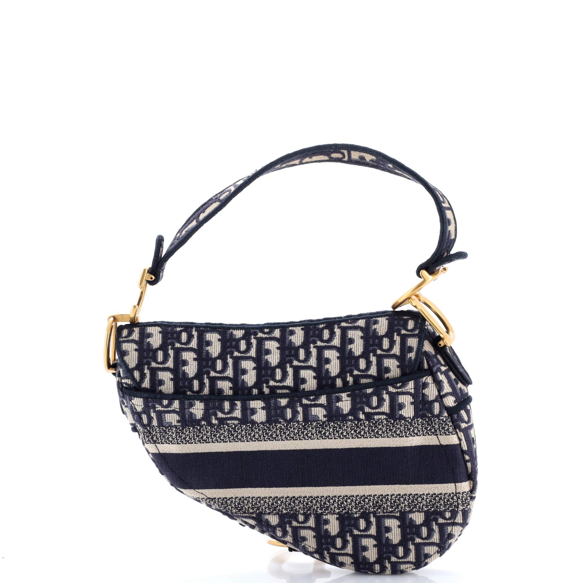 Saddle Handbag Logo Embroidered Oblique Canvas Medium