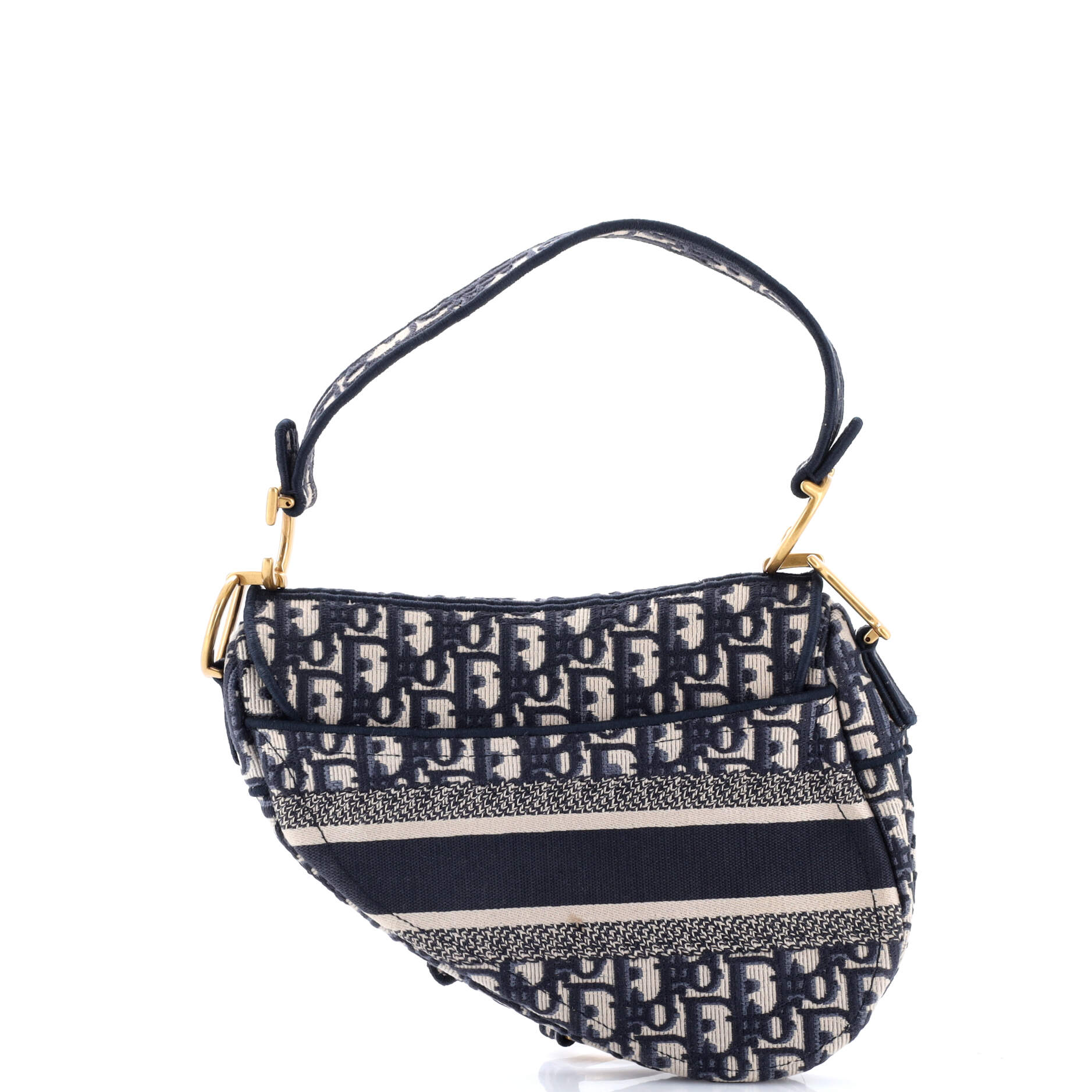 Saddle Handbag Logo Embroidered Oblique Canvas Medium