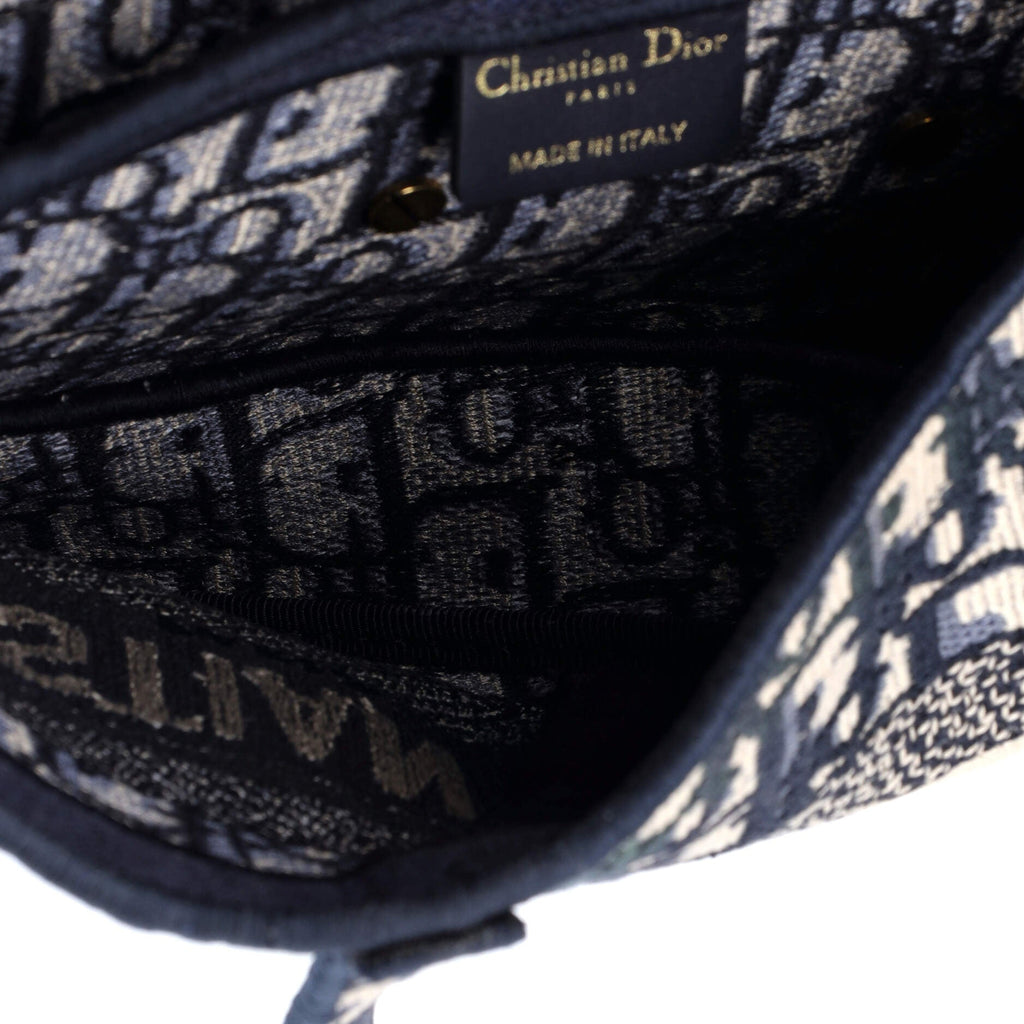 Saddle Handbag Logo Embroidered Oblique Canvas Medium